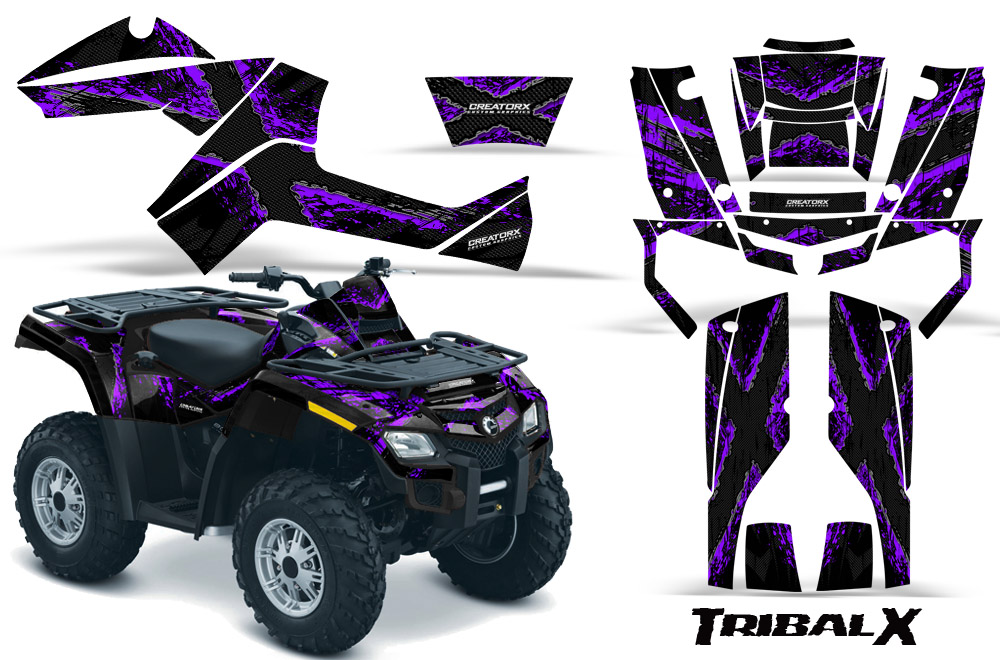 Can-Am Outlander 800 Graphics Kit Bolt TribalX Purple Black